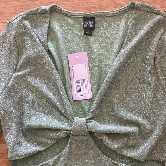 NWT Long Sleeve Cut Out Lurex Bodycon Dress - Wild Fable Green - Picture 6 of 8